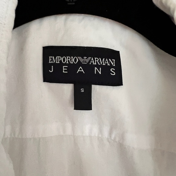 Emporio Armani Jeans White Button Down zip up Shirt cotton Short sleeve men's S - Picture 4 of 11
